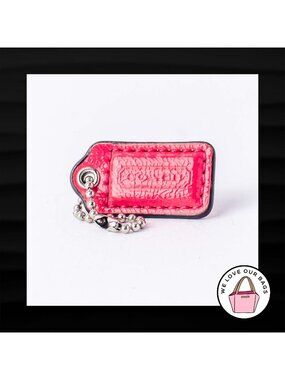 1.5" Small COACH PINK PATENT LEATHER KEY FOB CHARM KEYCHAIN HANG TAG WRISTLET